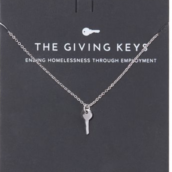 NEW- THE GIVING KEYS Mini Key Necklace Silver - Picture 1 of 7